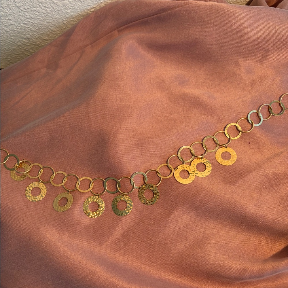 14kt Gold Hammered Disc Link Necklace